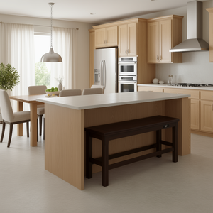 Banc de salle à manger classique en bois, finition brun foncé, hauteur de comptoir, mobilier pour la maison - Product Image 2