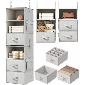 Organiseur de placard suspendu à 6 étagères avec 3 tiroirs amovibles pour armoire - Product Image 1
