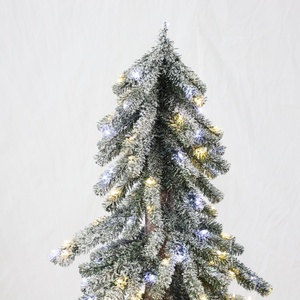 <span class=keywords><strong>Sapin</strong></span> artificiel floqué de type pin alpin avec tronc en bois véritable et lumières LED bicolores pour la décoration de la maison, du bureau ou des fêtes, plusieurs tailles disponibles - Product Image 4