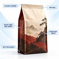 Sachet de thé Pu'er en aluminium personnalisé à huit soudures latérales pour la vente au détail et en gros