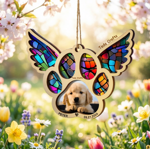 Ornement de Noël en bois personnalisé avec photo de chien, décoration suspendue patte d'animal, artisanat en bois imprimé UV double couche pour sapin de Noël - Product Image 3