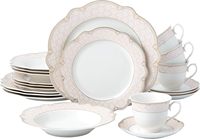 Service de table moderne en porcelaine fine avec incrustations dorées, 24 pièces, pour 6 personnes, compatible lave-vaisselle