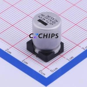 Condensateur électrolytique en aluminium SMD VUK221M1HTR-1316, SMD, D12.5xL16mm 220uF 20% 50V 12.5mm - Product Image 1