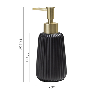 Dispensador de Jabón Pequeño para Baño y Cocina, Dispensador de Jabón de Manos de Cerámica con Estilo Moderno a Rayas - Product Image 5