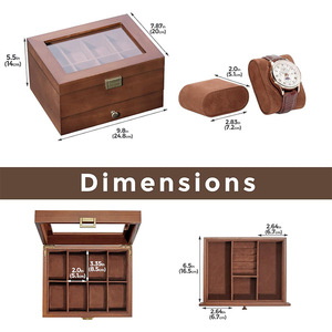 Wooden Watch Storage Box Double Layer Compartmentalized <b>Display</b> <b>Case</b> For Jewelry And Ornaments With Drawer - Product Image 4