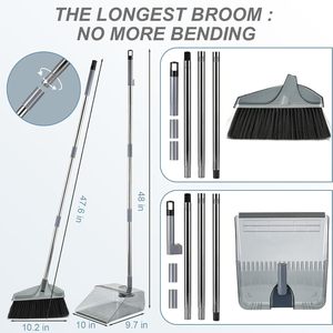 Wholesale Stainless Steel <b>Broom</b> Set for Household Cleaning Floor Cleaning <b>Broom</b> and <b>Dustpan</b> Combination - Product Image 5