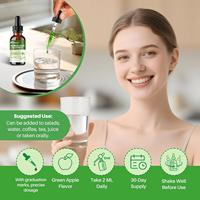 Gouttes Biokom OEM à la saveur de pomme verte, corossol, algues marines, moringa, origan, curcuma pour l'énergie, le soutien immunitaire, antioxydant, soutien digestif