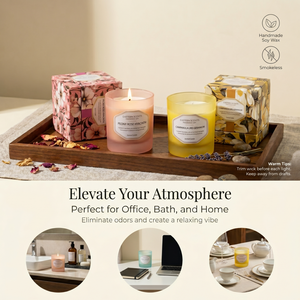Vela Aromática Ecológica Hecha a Mano con Cera de Soya, en Vaso de Vidrio Esmerilado Multicolor (Rosa, Azul, Amarillo), Sin Humo, de Combustión Estable, con Aroma Floral, en Caja - Product Image 5