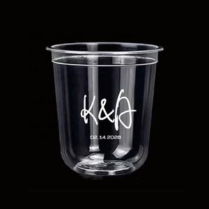 شعار مخصص على شكل U لحفلات الزفاف 14 أونصة 16 أونصة مصنفرة 24 أونصة عصير شفاف يمكن التخلص منه فقاعة كوب صلب PP - Product Image 4