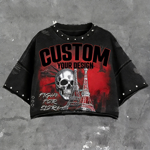 <span class=keywords><strong>Camiseta</strong></span> de hombre personalizada estilo retro con lavado ácido y pedrería, corte holgado, hombros caídos, 100% algodón, borde sin rematar, estampada. - Product Image 2