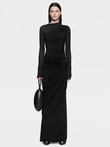 Elegante Abito Lungo <span class=keywords><strong>Marrone</strong></span> Plissettato di Alta Qualità Vietnam 2026 Ramadan Nuovo Abito da Sera Lungo <span class=keywords><strong>in</strong></span> <span class=keywords><strong>Maglia</strong></span> Elasticizzata - Product Image 2