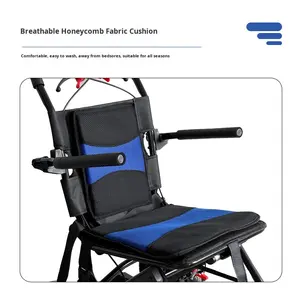 LEIHU kursi roda lipat ringan portabel, untuk orang tua perjalanan pesawat menggunakan perlengkapan terapi rehabilitasi - Product Image 3