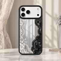 Coque de téléphone personnalisée avec impression mate, pare-chocs souple, doublure intérieure, miroir magnétique, TPU+PC, antichoc, pour 15-18 Pro Max, design en dentelle
