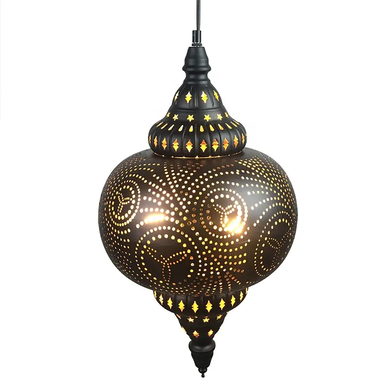 Suspension d'ombres en métal extensibles, de style marocain, traditionnel, trou à fleurs, luminaire décoratif de plafond, créateur, 3 pièces