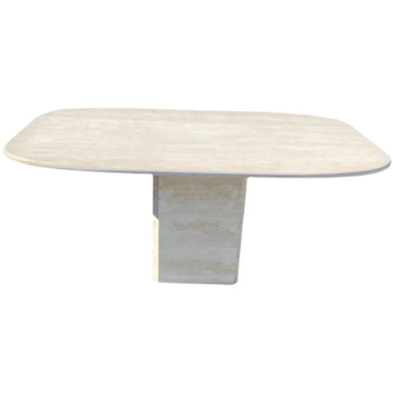 Mesa de procesamiento de piedra de estilo minimalista para el hogar, mesa de jardín de travertina personalizada