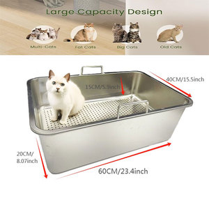 Caja de arena de acero inoxidable con <span class=keywords><strong>tapa</strong></span>, caja de arena con sistema de cribado para pellets de madera de pino, sistema de caja de arena con criba para gatos grandes - Product Image 5