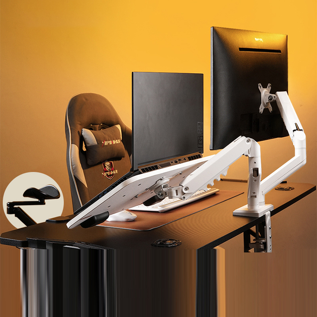Dual Monitor/Laptop 2-in-1 Desk Mount Stand Full Motion Monitor Arm for 15-32 Inch Screens 2-9kgs Aluminum Alloy in Stock