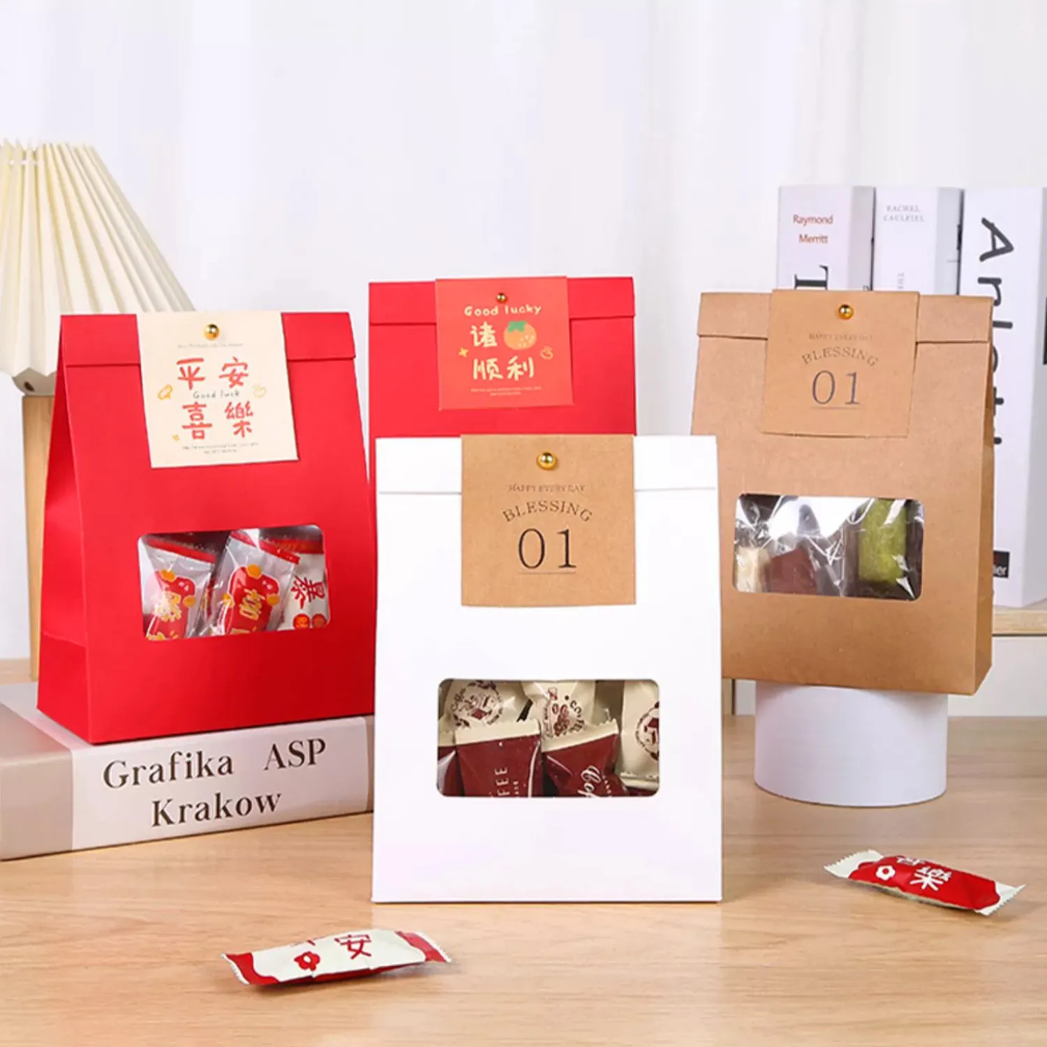 Diseño libre Lujo Sensación holicholic Año Nuevo galletas embalaje de galletas Año Nuevo chino caja de dulces