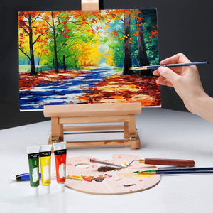 Set di colori acrilici ad alta pigmentazione, 24 colori con tela, tavolozza, pennelli, pittura acrilica facile per principianti, artisti - Product Image 6