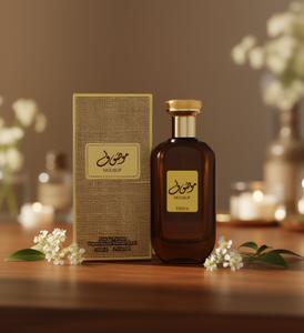 Botella de Perfume Mousuf de Vidrio de 100 ml con Tapa de Rosca y Estampado Dorado - Product Image 2