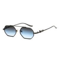 Lunettes de soleil tendance 2027 avec logo personnalisé, montures métalliques polygonales, mode tendance pour femmes et hommes