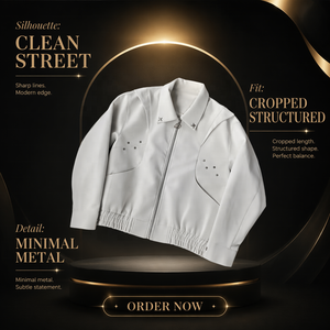 Blouson Bomber en Cuir Blanc Clouté avec Logo Personnalisé pour Homme – Coupe Oversize, Fermeture Éclair, Style Streetwear - Product Image 6