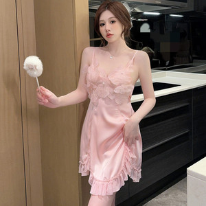 Nuovo fiore di pizzo con cuscino sul petto di seta di ghiaccio sottoveste sexy <span class=keywords><strong>pigiama</strong></span> <span class=keywords><strong>estivo</strong></span> abbigliamento per la casa - Product Image 5