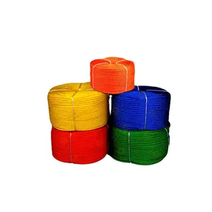 Multifunction Yellow blue orange red green PP PE 3 Strand Twisted Rope Plastic Rope