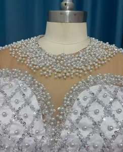 Arabische Parel Zeemeermin Trouwjurk Luxe Hand-Kralen Pure Hals Kristal Illusie Plus Maat Zeemeermin Trouwjurk Bescheiden <span class=keywords><strong>2025</strong></span> - Product Image 5