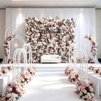 Mur de fleurs artificielles pour mariage, ensemble de toile de fond 2,4m x 2,4m en soie et tissu, lotus et rose 3D, style réaliste et naturel, panneau léger enroulable