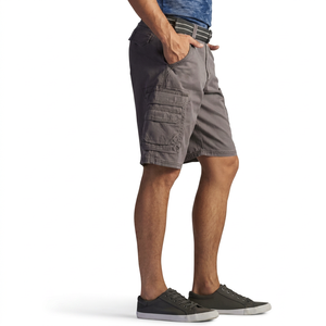 Shorts en jean cargo gris pour homme, taille mi-haute avec poches, décontracté, pour l'été, en tissu tissé respirant - Product Image 1