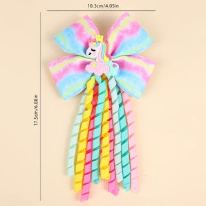 Cn Boutique Regenboog Gradiënt Grosgrain Lint Krullend Haar Strik Zoete Eenhoorn Pvc Shaker Haarclip Meisjes <span class=keywords><strong>Kids</strong></span> - Product Image 4