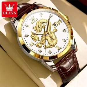 Reloj de Cuarzo 3619 de Marca Superior para Hombre, Diseño de Dragón, Correa de Cuero Original, Resistente al Agua, con Fecha, Estilo Ejecutivo - Product Image 3