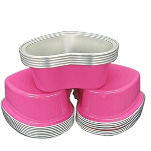 RE3G Contenedor de papel de aluminio desechable de grado alimenticio Caja de comida colorida horneada para llevar en forma de corazón con tapa - Product Image 1