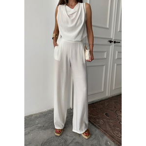 Conjunto de blusa sin mangas y pantalón DegaJe, conjunto blanco para mujer, talla S - Product Image 4