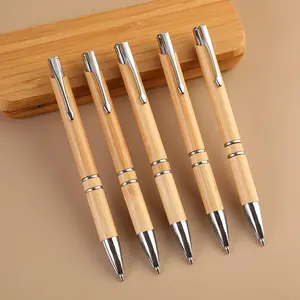 Promotional Cheap Printing Promo Eco Friendly Wood Ball Pen With Custom Logo Signature Ballpoint Stylus Plain Bamboo Pen