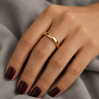 Set Cincin Stainless Steel Bulat Nyaman Dipakai, Polesan Berkilau Tinggi, Perhiasan Klasik untuk Ditumpuk