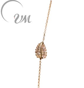 UM JEWELRY 14K Gold Plated 925 Sterling <b>Silver</b> Zircon Leaf Connector <b>Charm</b> <b>Bracelets</b> Trendy Micro Insert Women Wedding Gift - Product Image 1