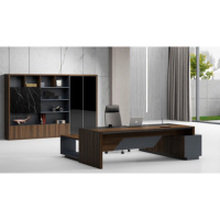 Meubles de bureau modernes de luxe Bureau de direction en cuir pour PDG, patron, directeur Bureau en forme de L Table de bureau