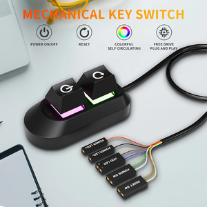 <span class=keywords><strong>Cable</strong></span> de Extensión USB RGB LED de 2 Metros con Interruptor Mecánico Mini de Escritorio, Botón de Reinicio, Tecla de Encendido Externa para PC - Product Image 6