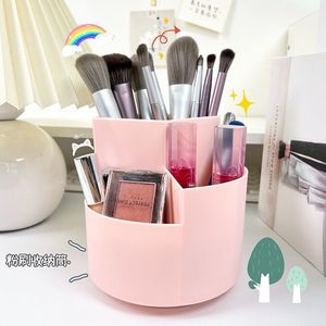 Desktop Storage <b>Box</b> 360 Rotating Organizer Lipstick Makeup Brush Holder <b>Pen</b> Container White Plastic Makeup Organizers - Product Image 4