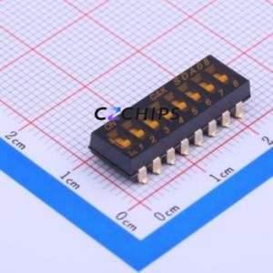 SDA08H0SBR DIP Switch SMD-16P,7.5x22.3mm Switch Flat Toggle, Groove Type Single Pole Single Throw 8 2.54mm - Product Image 1