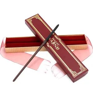 MC9 빨간 마술 지팡이 리본 상자 드레이코 말포이 코스프레 소품 크리스마스 할로윈 선물 강철 금속 코어 지팡이