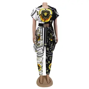 Set di due pezzi Africa abiti africani nuovi fiori di moda Dashiki abito Top pantaloni tuta Super elastica per abiti da donna