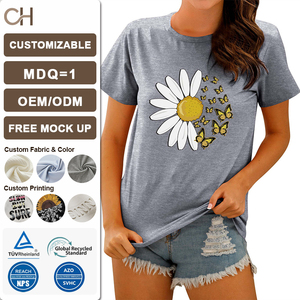 Camisetas de Verano Extra Grandes <span class=keywords><strong>para</strong></span> Mujer, Tallas Grandes, Primavera, Lindas, Casuales, de Manga Corta, Ropa Deportiva de Moda, Venta al Por Mayor, Personalizables - Product Image 1