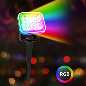 Wide Angle Aluminium Warm White RGB Color Changing Spotlights Solar Flood <strong>Light</strong> 1 on 2/4 Solar <strong>Pathway</strong> <strong>Light</strong> <strong>for</strong> Yard Garden - Product Image 2
