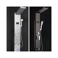 Panneau de douche intelligent mural en acier inoxydable moderne pour salle de bain Cascade noire à effet de pluie Conception de colonne d'éclairage LED