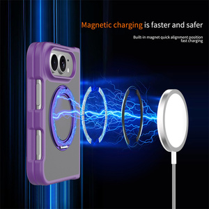 Coque de téléphone résistante aux chutes aux quatre coins, 360 ° Étui antichoc avec béquille magnétique rotative pour <span class=keywords><strong>iPhone</strong></span> 18 Fold - Product Image 4