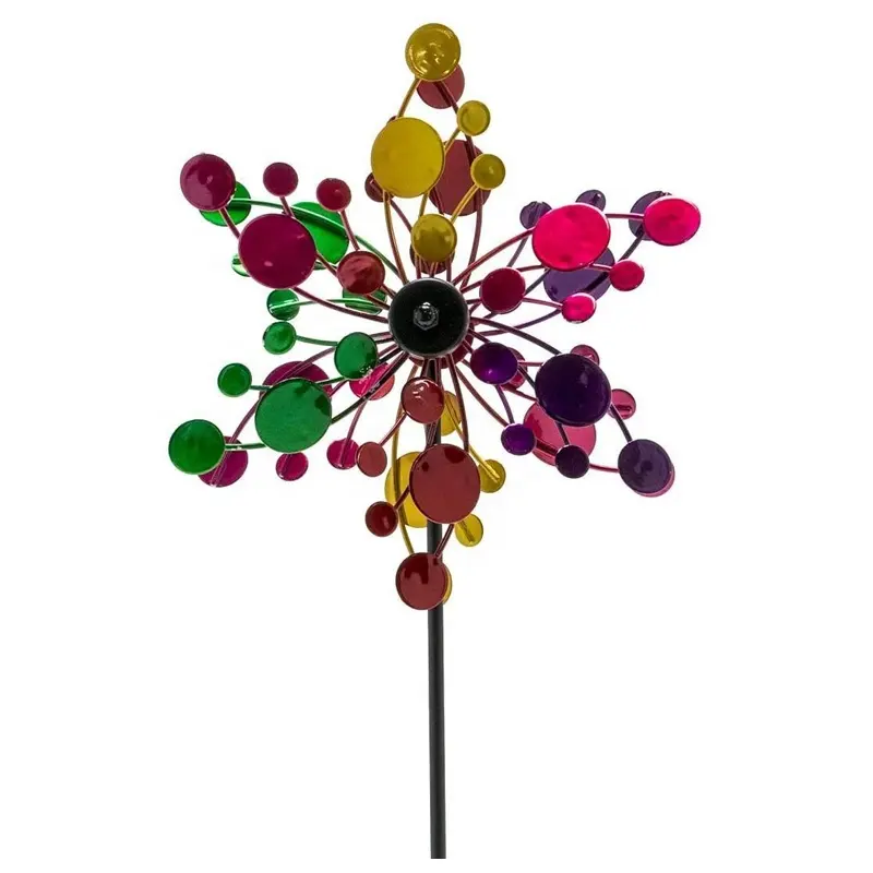 3D Flower Windmill Multicolor Metal Wind Spinner Colourful Wind Spinner Garden Yard Decoration