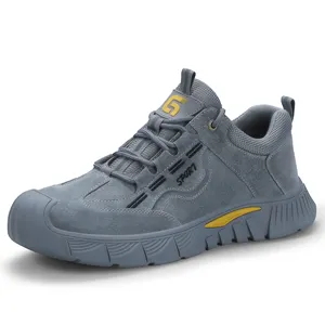 Erkekler için 2024 yeni iş ayakkabısı çelik burun anti-delinme kauçuk taban güvenlik Sneaker